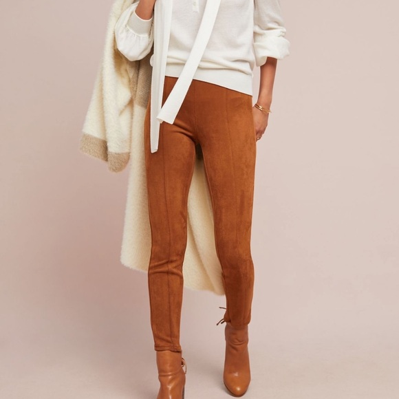 Anthropologie Pants - NEW Anthropologie Brown Faux Suede Leggings